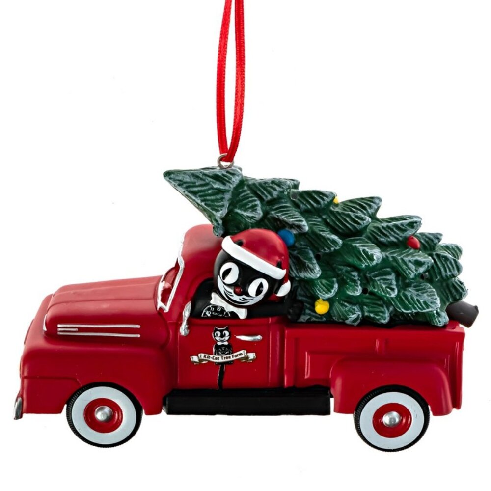 NEW LOW PRICE Kit-Cat Klock clock driving red truck LIGHT UP Christmas Ornament - Picture 3 of 9